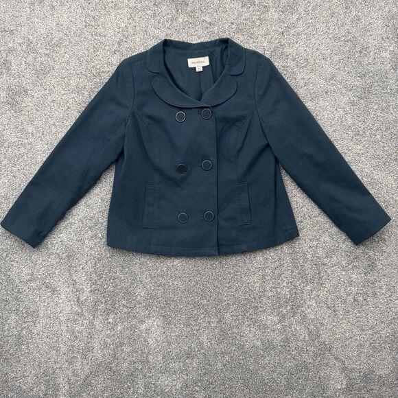 Merona Jacket Womens Medium Double Breasted Office Preppy Minimalist Chic Teal - Picture 1 of 11